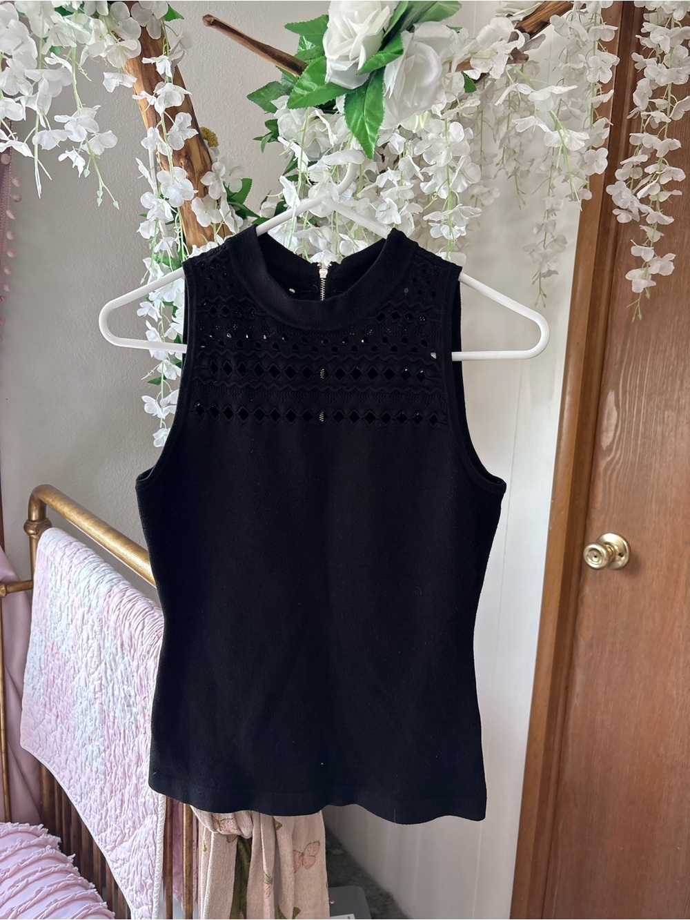 Milly Black Eyelet Sleeveless Tank
